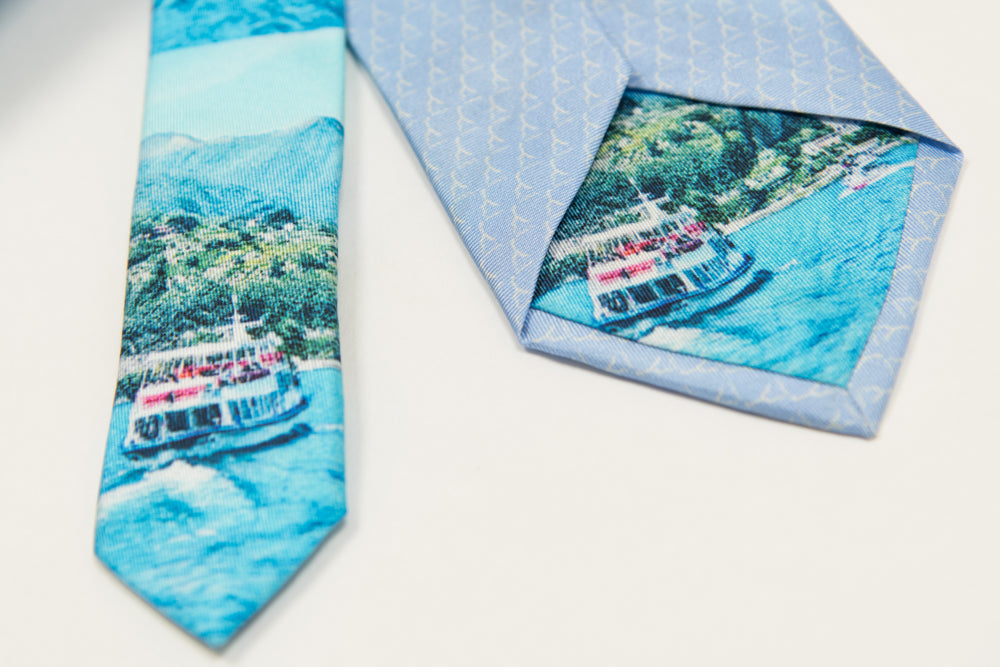 Pure Silk Tie | Azure Logo & Colorful Tail