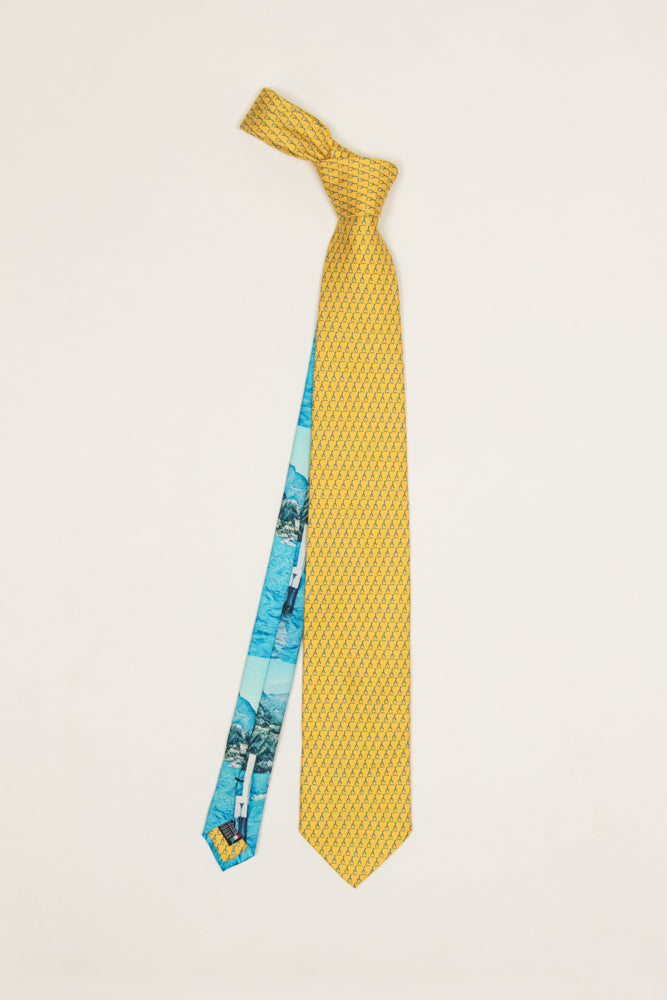 Pure Silk Tie | Golden Logo & Colorful Tail