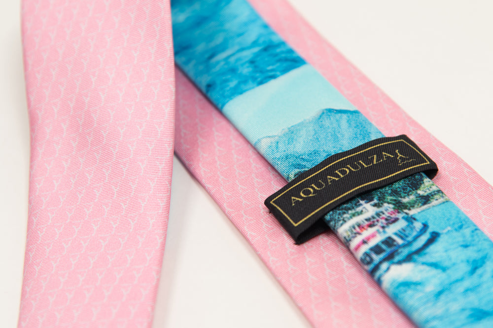 Pure Silk Tie | Pink Logo & Colorful Tail