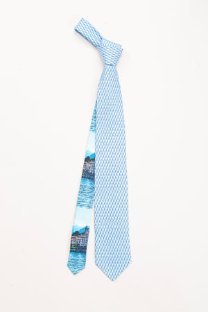 Cravatta azzurra seta Made in Como Aquadulza