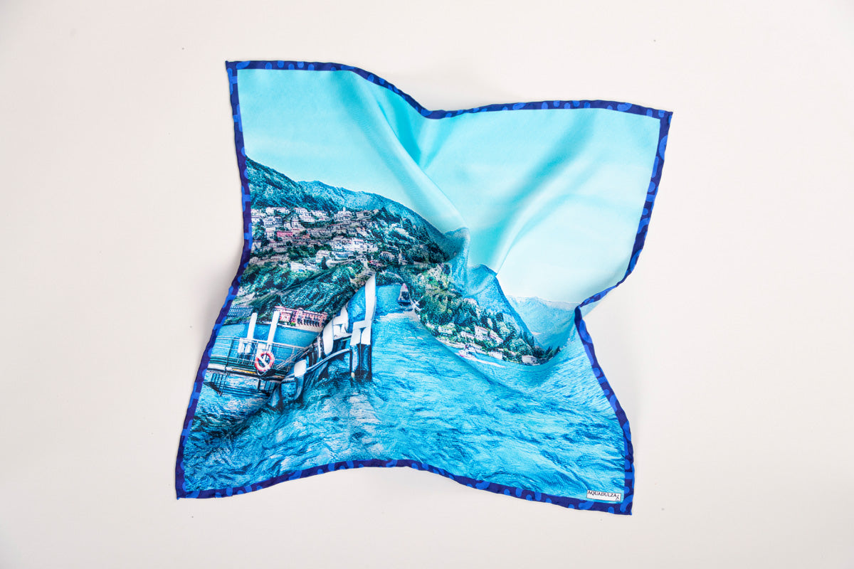 Italian silk fabric handmade pocket square men accessories Aquadulza