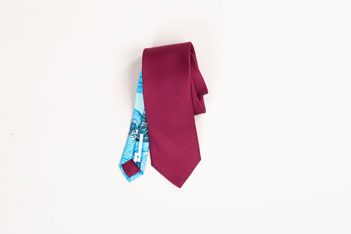 Silk mens red printed tie Aquadulza Experience