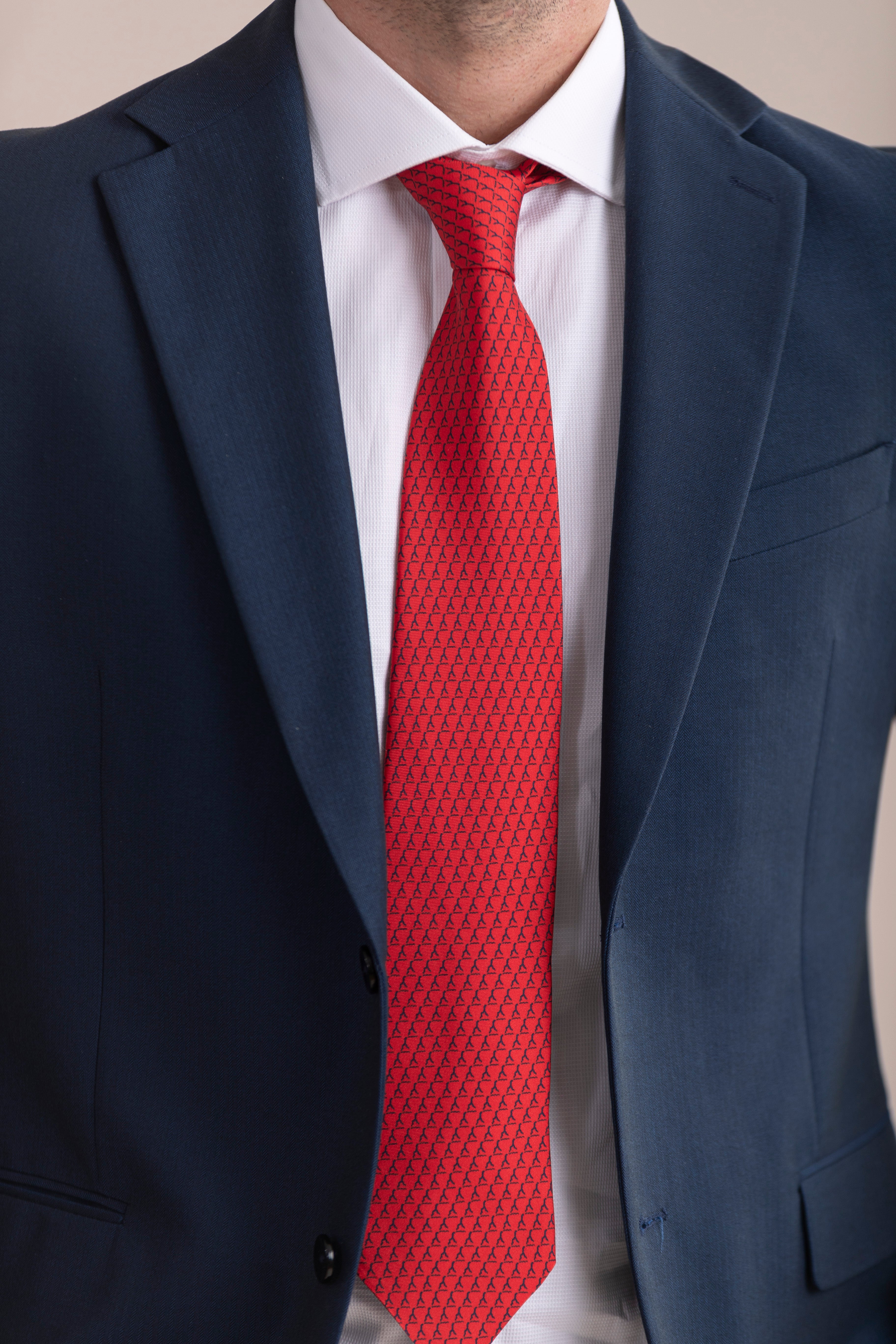 Cravatta Pura Seta | Rosso Logo & Codino Colorato